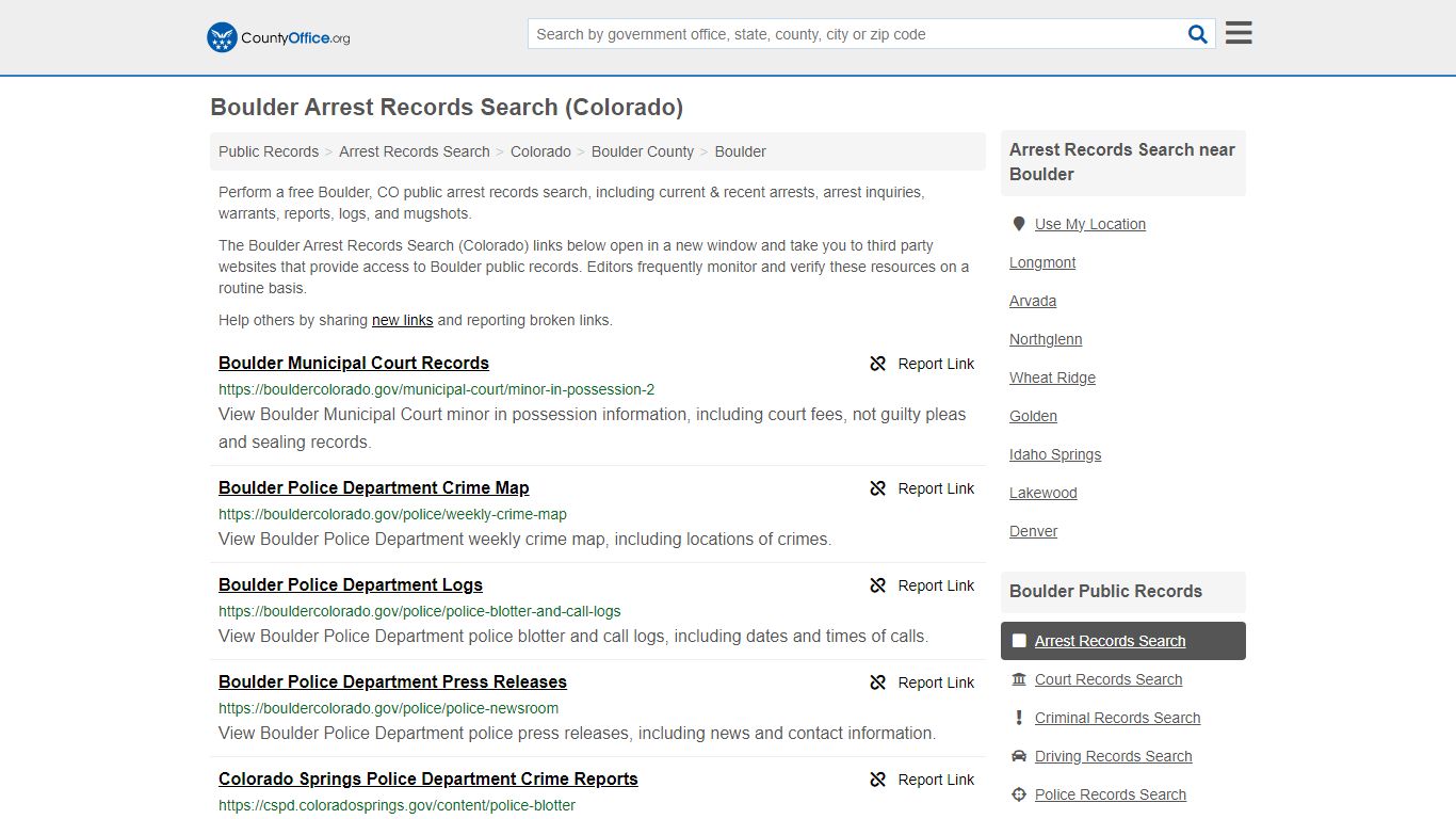 Arrest Records Search - Boulder, CO (Arrests & Mugshots) - County Office