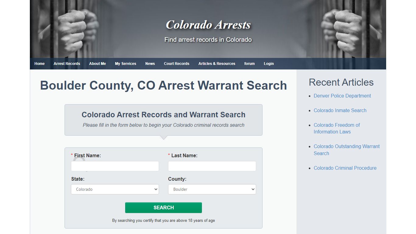 Boulder County, CO Arrest Warrant Search - Colorado Arrests